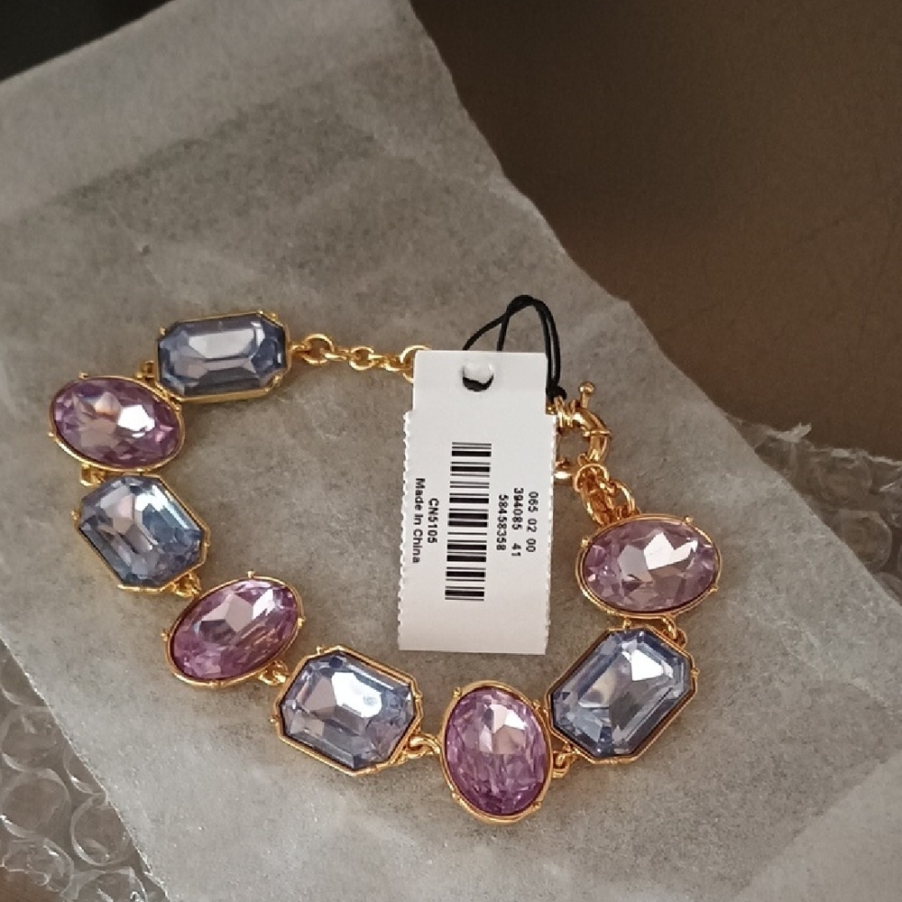 Talbots Gold-Tone Bracelet with Lavender and Lilac Stones - Picture 8 of 9